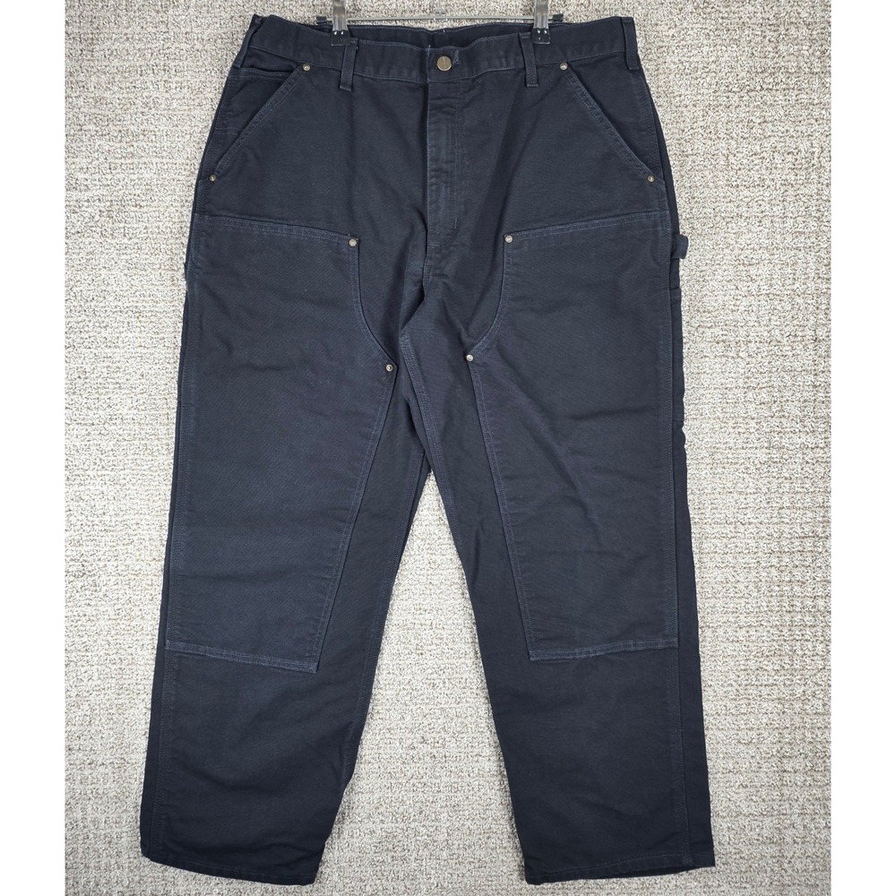 Carhartt B136 BLK Black Loose Fit Double Knee Logger Work Pants 38x30‎ Canvas
